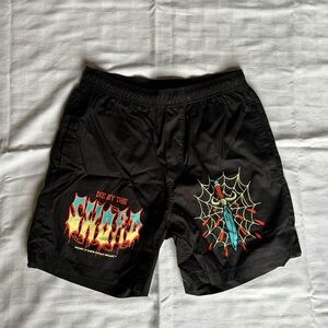 Stylish Black Graphic Athletic Shorts